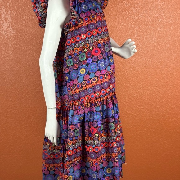 PINCH Floral Print Ruffle Cap Sleeve Midi Dress L.  B29 - Picture 7 of 16